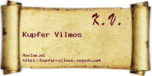 Kupfer Vilmos névjegykártya